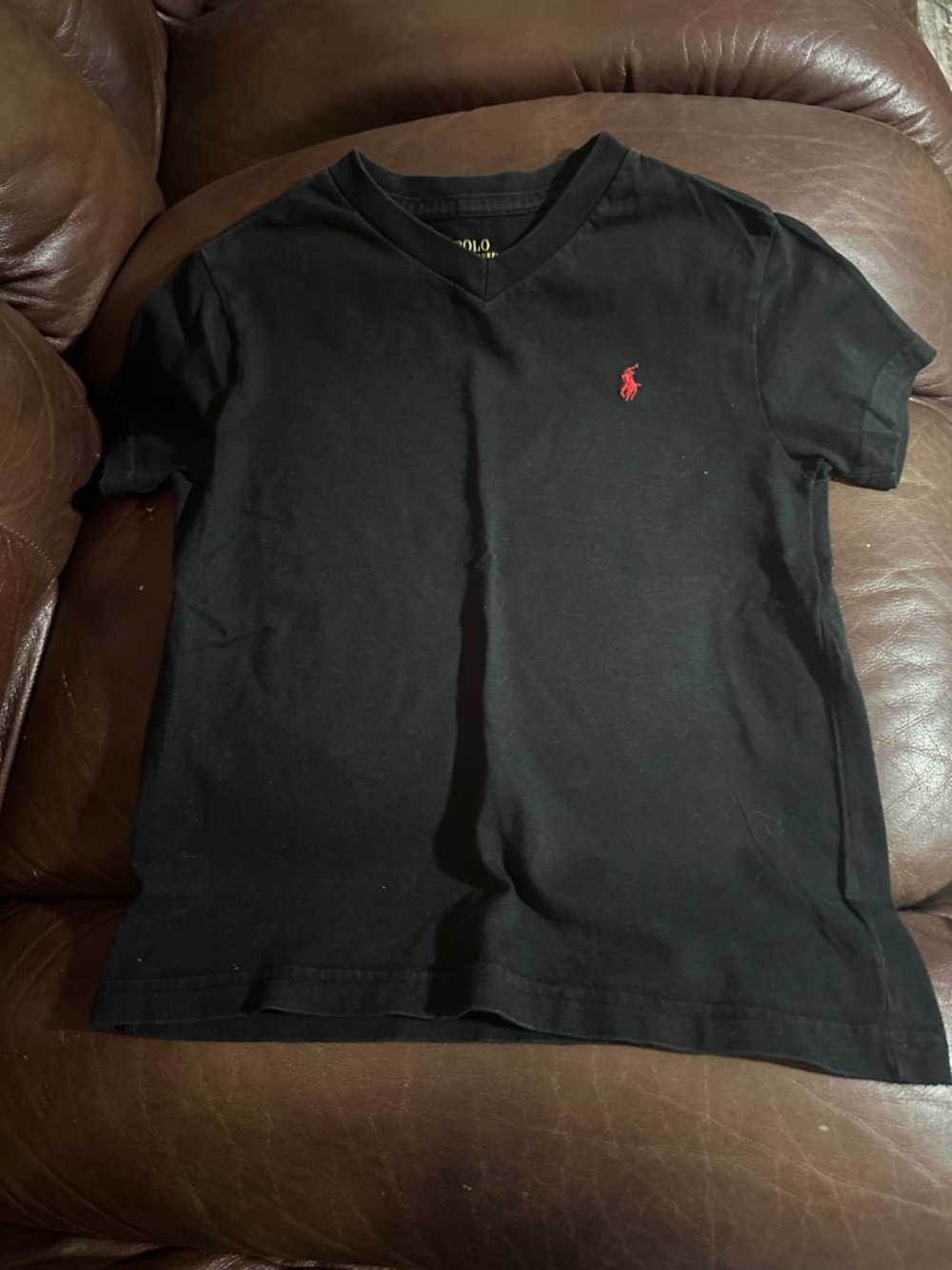 Kids size 5- Polo by Ralph Lauren Black V-Neck Tee with Red Pony - Kids